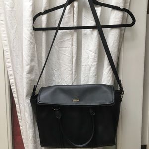 Kate Spade Black Leather Messenger Travel Tote Crossbody